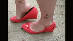 public shoeplay red suede wedge pumps isabelle sandrine loves to tease the men 1733493744